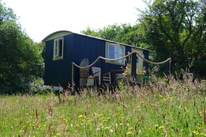 The Shepherds Hut in Spring grass